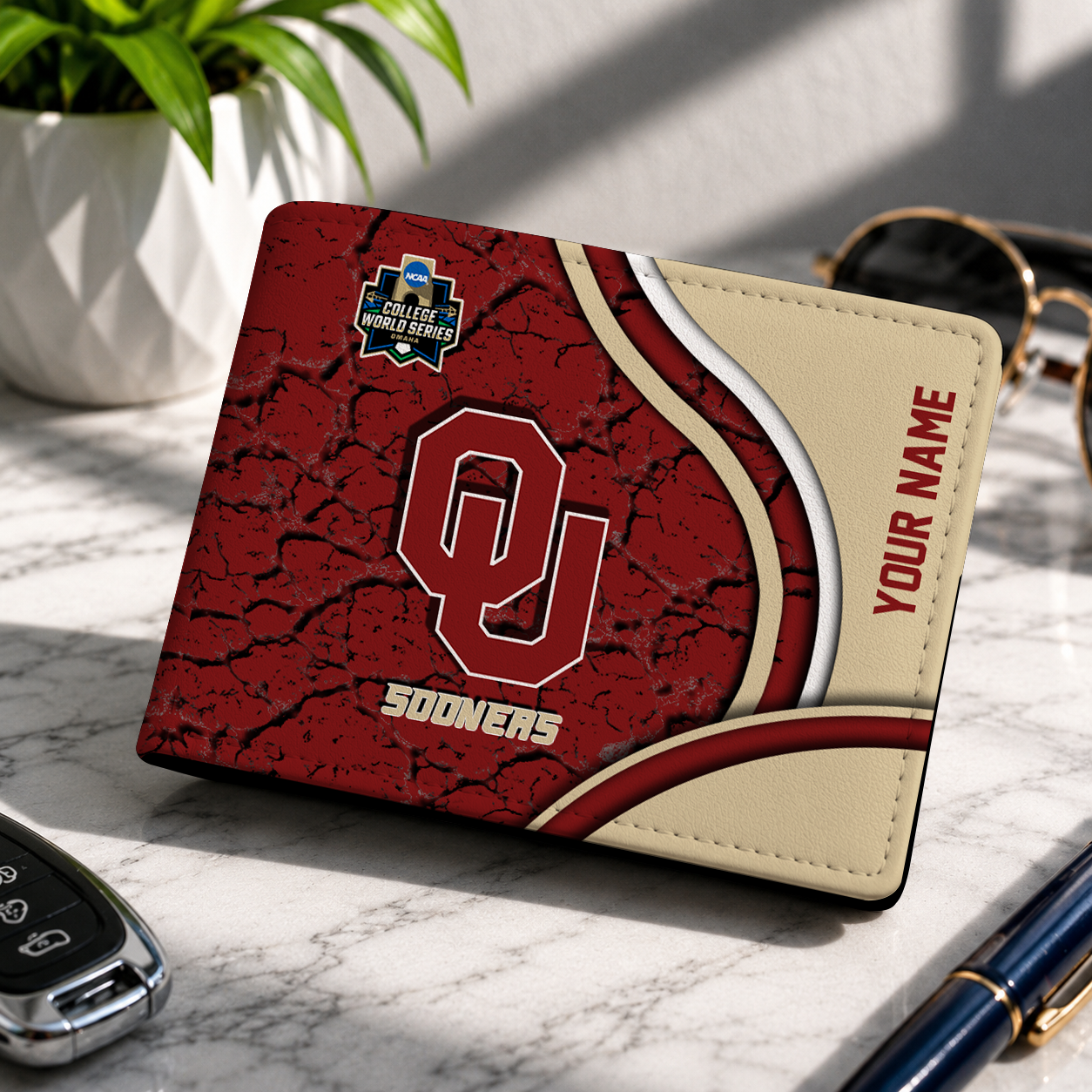 VIRAL EDITION - NEW CUSTOMIZED NCAA CWS22 OUS OKLAHOMA SOONERS LEATHER WALLET