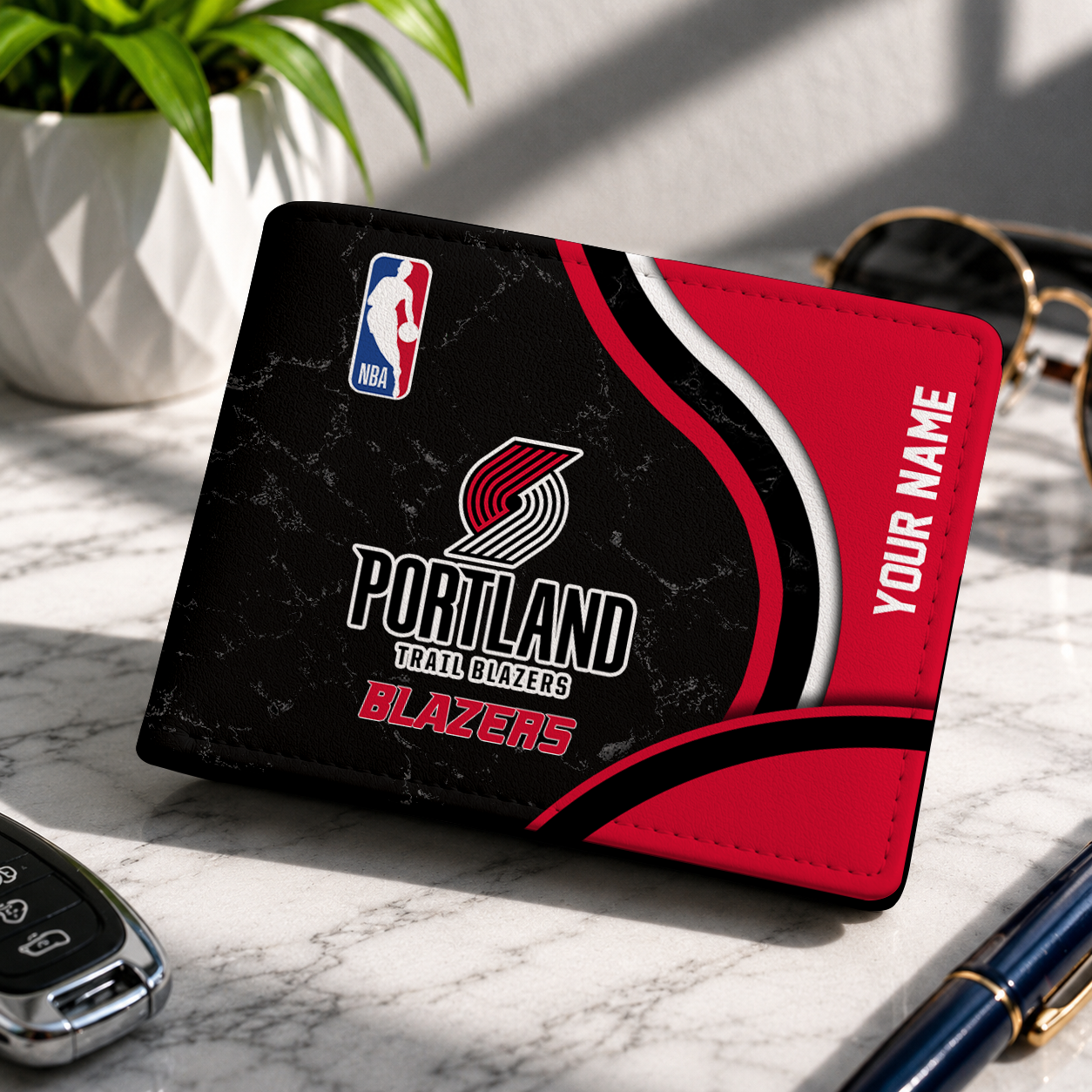 VIRAL EDITION - NEW CUSTOMIZED NBA22 PTB PORTLAND TRAIL BLAZERS LEATHER WALLET