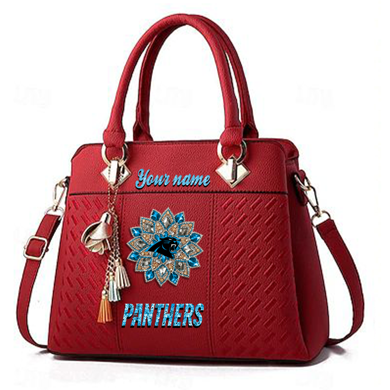 LIMITED EDITION - NEW CUSTOMIZED NFL23 CLP CAROLINA PANTHERS WOMEN'S ZIP HANDBAG MULTICOLOR