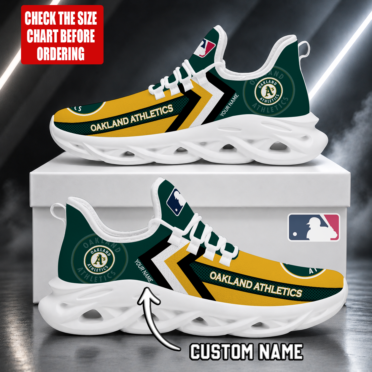 LIMITED EDITION - NEW CUSTOMIZED MLB23 OAS OAKLAND ATHLETICS MAX SOUL SHOES