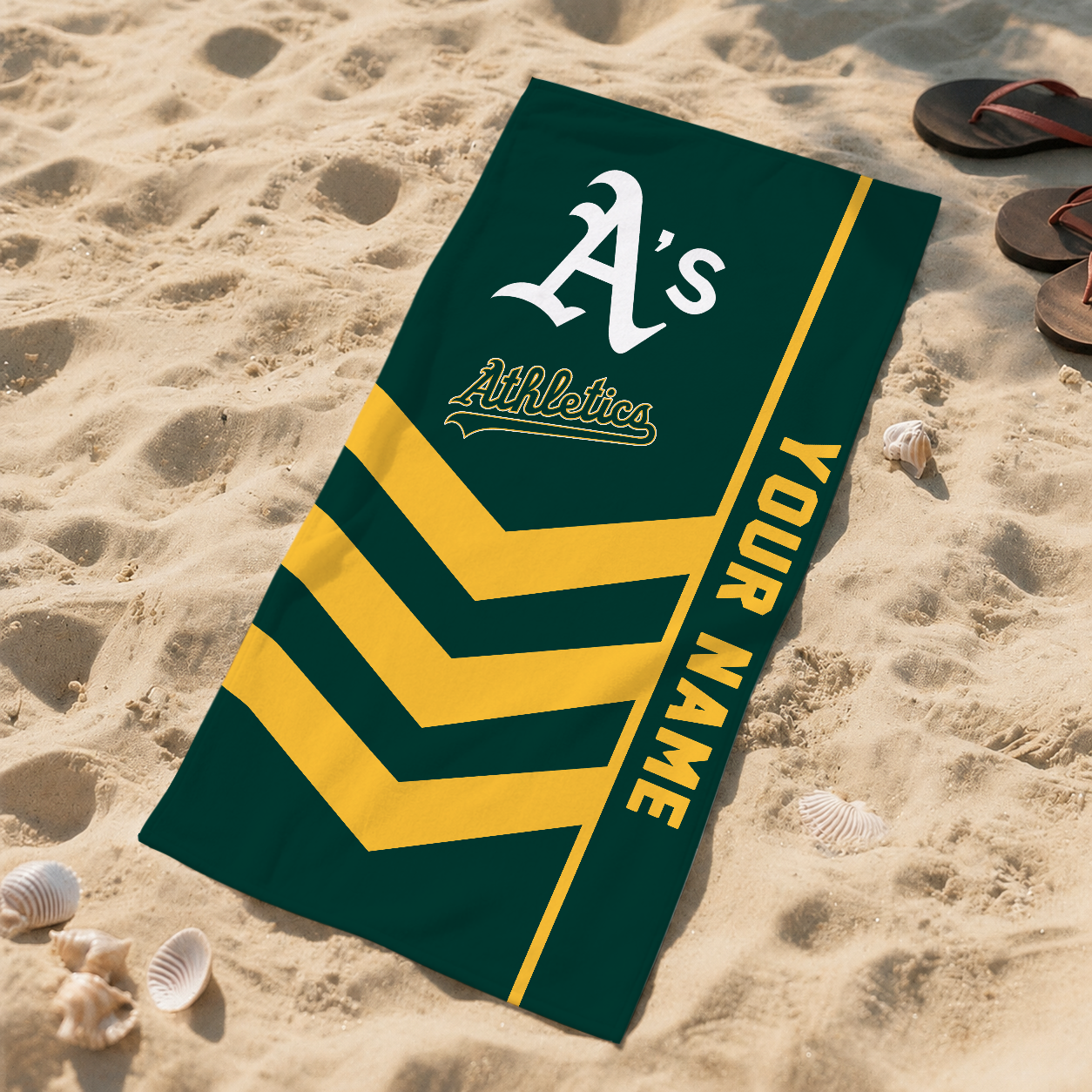 LIMITED EDITION - NEW CUSTOMIZED MLB23 OAS OAKLAND ATHLETICS BEACH TOWEL FOR FAN