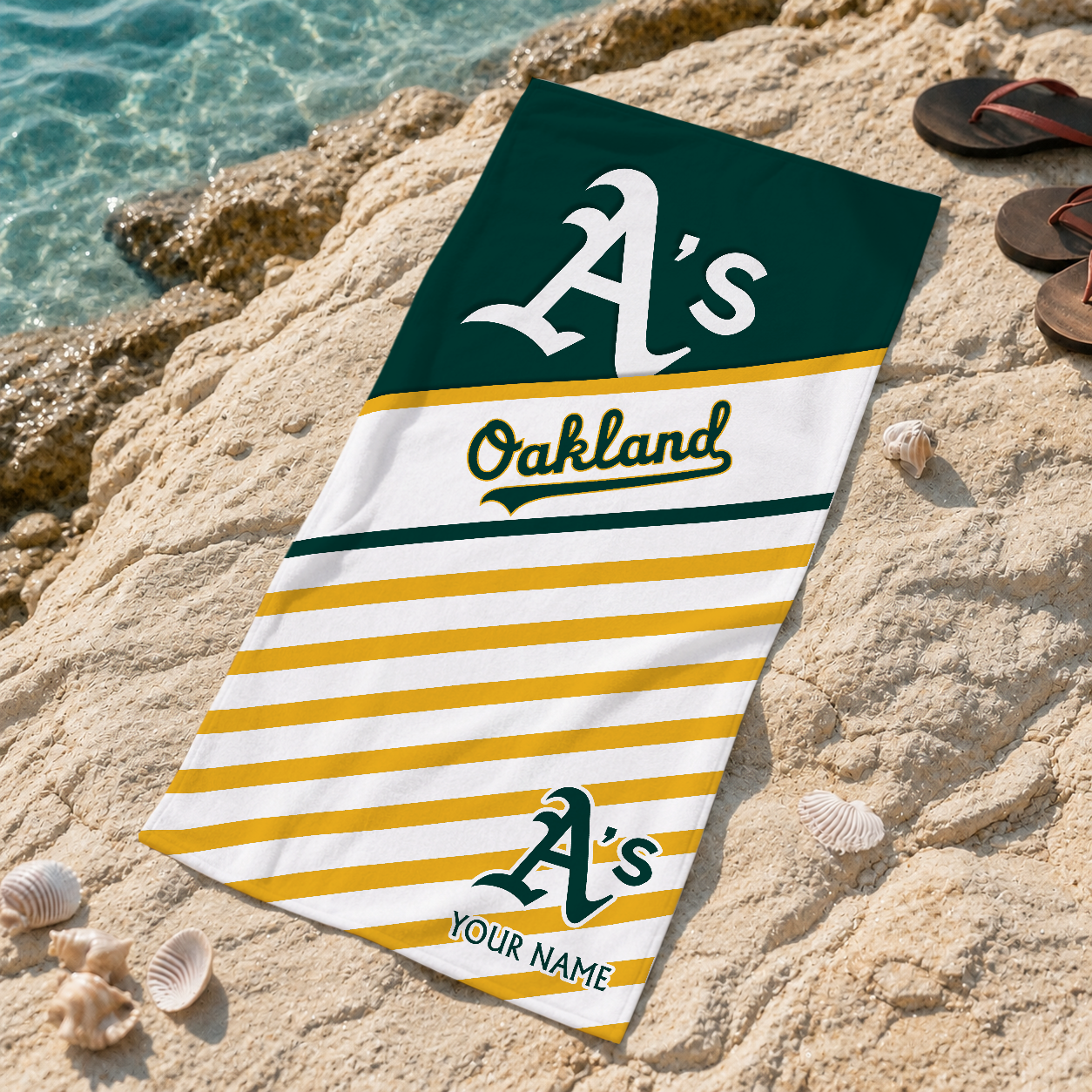 HOT DEAL - NEW CUSTOMIZED MLB23 OAS OAKLAND ATHLETICS BEACH TOWEL FOR FAN