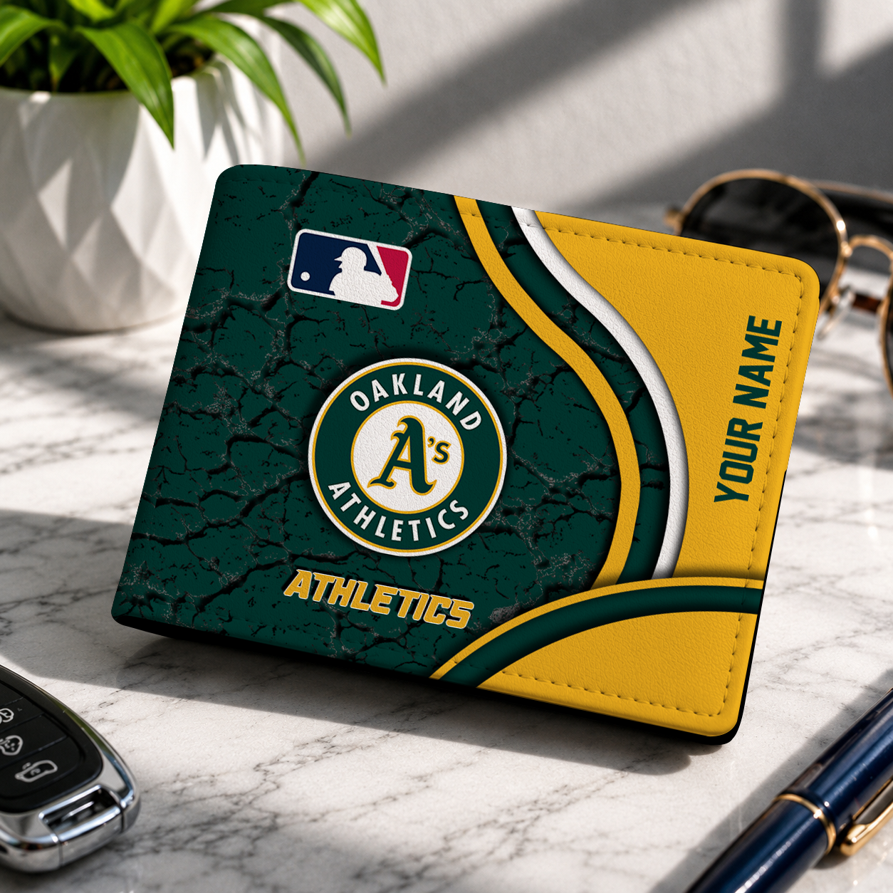 LIMITED EDITION - NEW CUSTOMIZED MLB23 OAS OAKLAND ATHLETICS LEATHER WALLET