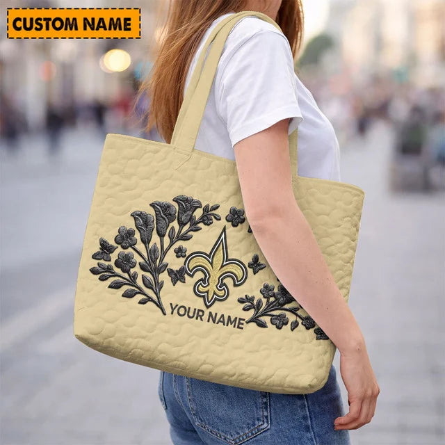 ELITE EDITION - NEW CUSTOMIZED NFL24 NOS NEW ORLEANS SAINTS QUILTED TOTE BAG