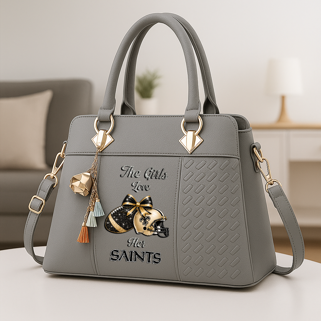 LIMITED EDITION - NEW CUSTOMIZED NFL24 NOS NEW ORLEANS SAINTS WOMEN'S ZIP HANDBAG MULTICOLOR