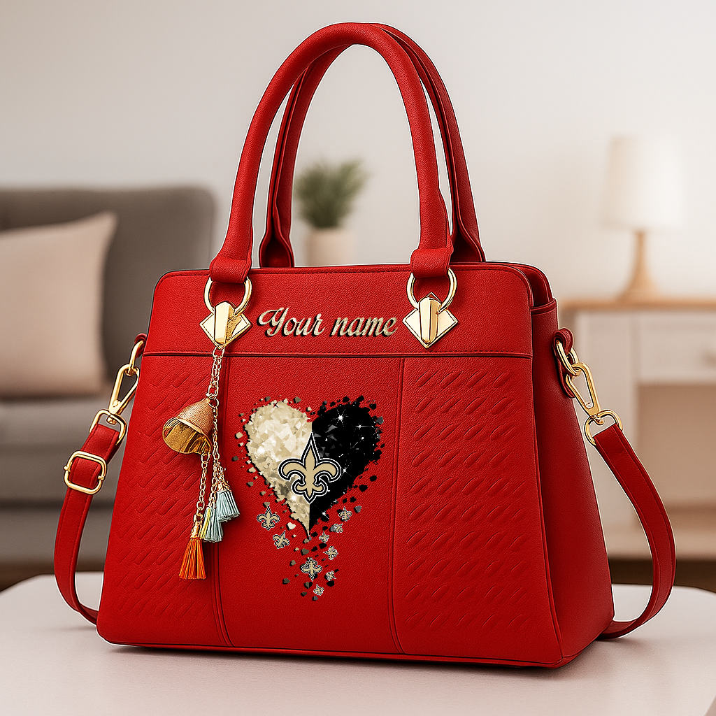 LIMITED EDITION - NEW CUSTOMIZED NFL24 NOS NEW ORLEANS SAINTS ZIP HANDBAG MULTICOLOR