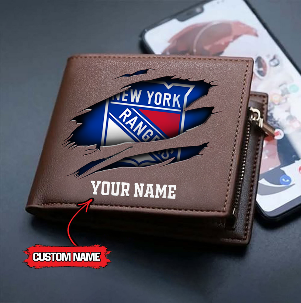 LIMITED EDITION - NEW CUSTOMIZED NHL24 NYR NEW YORK RANGERS LEATHER WALLET