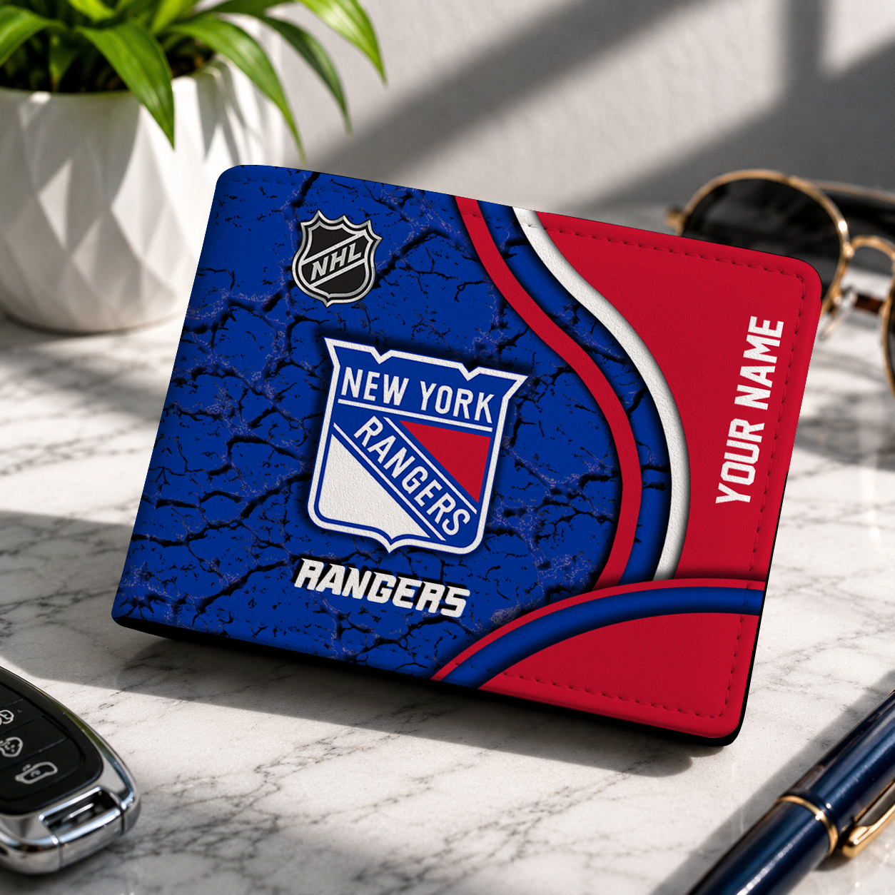 FINAL CLEARANCE - NEW CUSTOMIZED NHL24 NYR NEW YORK RANGERS LEATHER WALLET