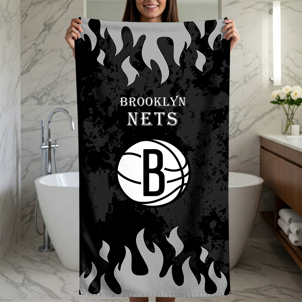 LIMITED EDITION - NEW CUSTOMIZED NBA25 BNE BROOKLYN NETS BEACH TOWEL FOR FAN
