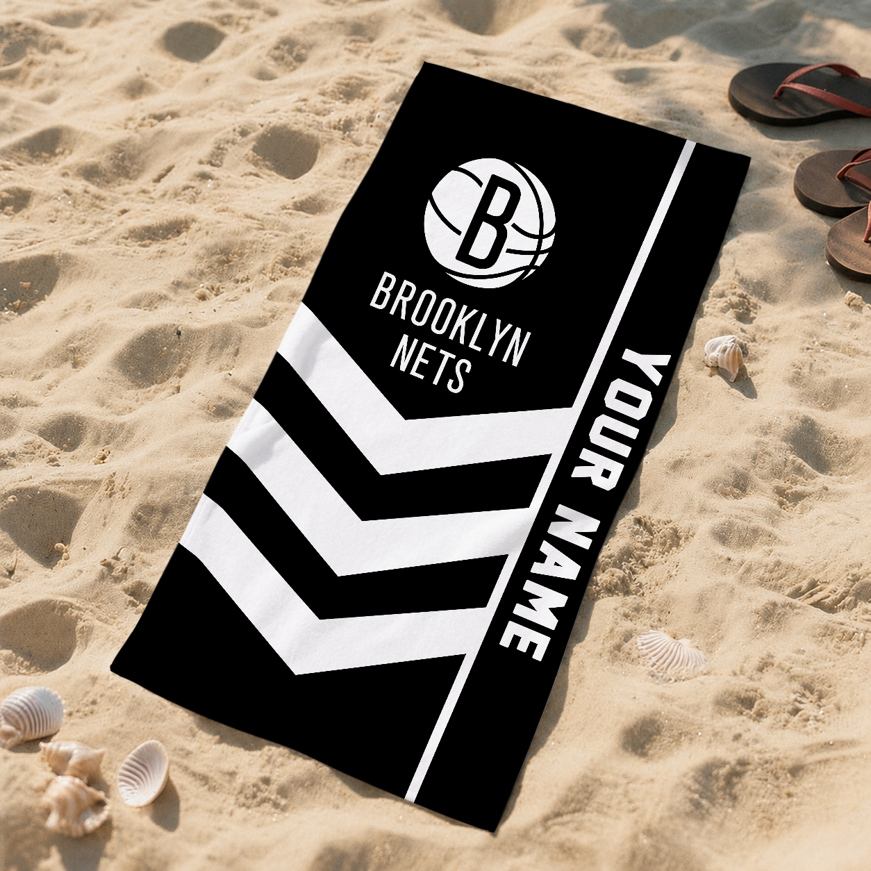 LIMITED EDITION - NEW CUSTOMIZED NBA25 BNE BROOKLYN NETS BEACH TOWEL FOR FAN