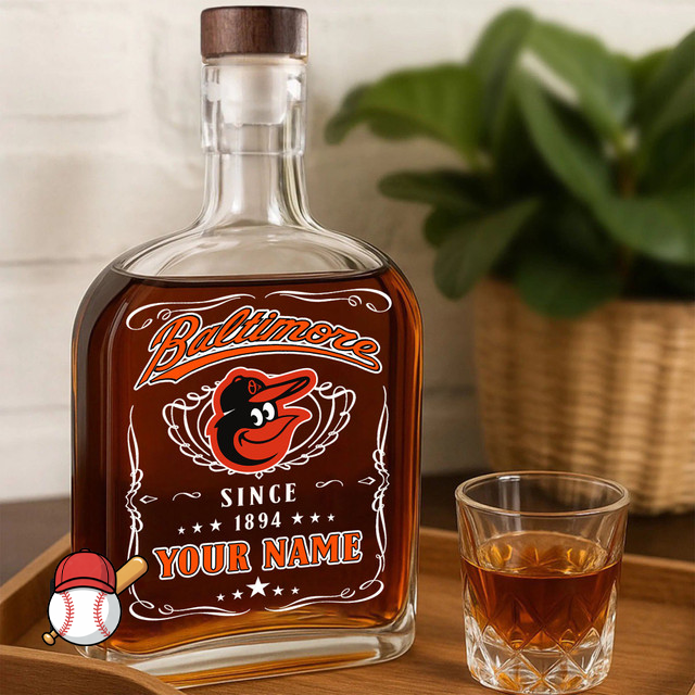 LIMITED EDITION - NEW CUSTOMIZED MLB25 BOS BALTIMORE ORIOLES LUXURY WHISKEY BOTTLE 450ML