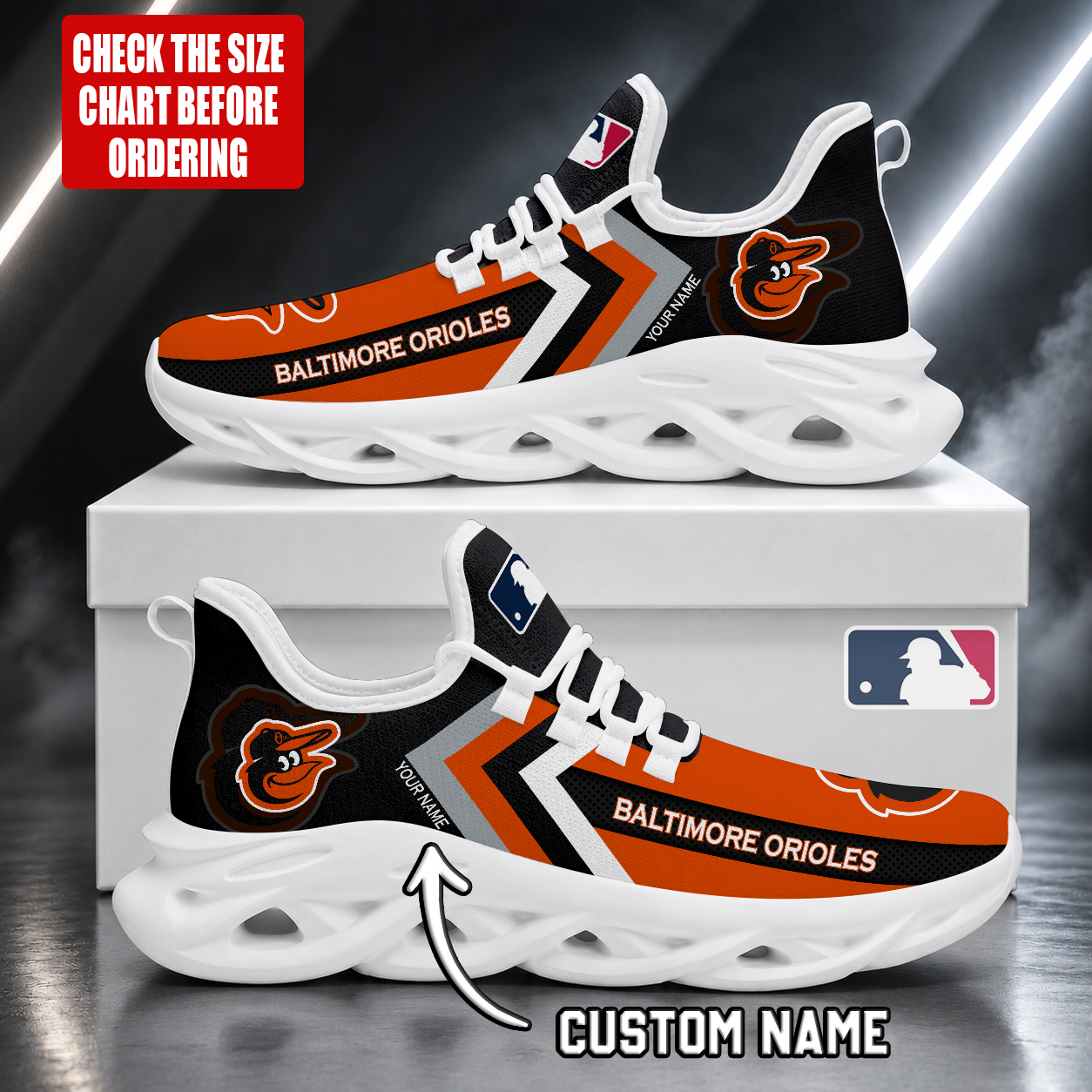 LIMITED EDITION - NEW CUSTOMIZED MLB25 BOS BALTIMORE ORIOLES MAX SOUL SHOES