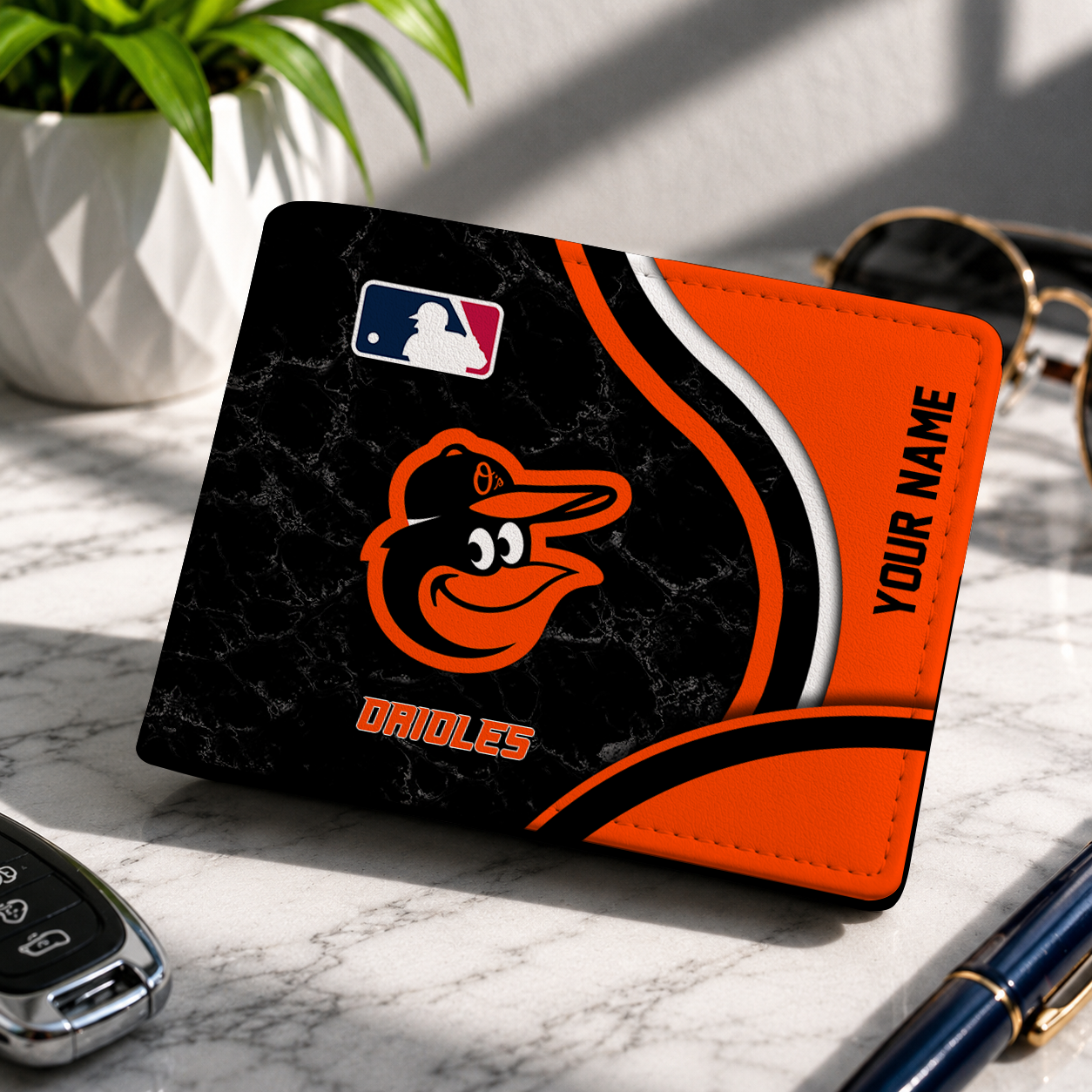 LIMITED EDITION - NEW CUSTOMIZED MLB25 BOS BALTIMORE ORIOLES LEATHER WALLET