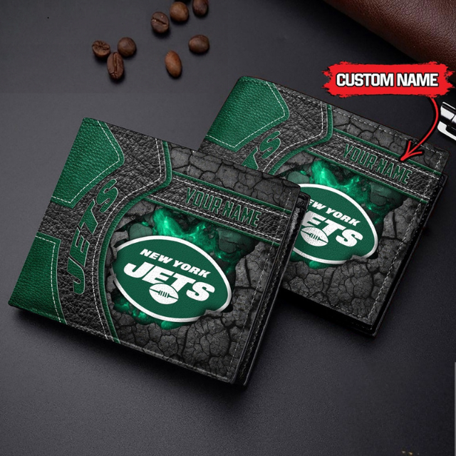 VIRAL SALE - NEW CUSTOMIZED NFL25 NYJ NEW YORK JETS LEATHER WALLET