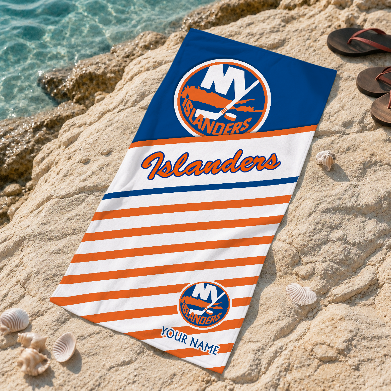 LIMITED EDITION - NEW CUSTOMIZED NHL25 NYI NEW YORK ISLANDERS BEACH TOWEL