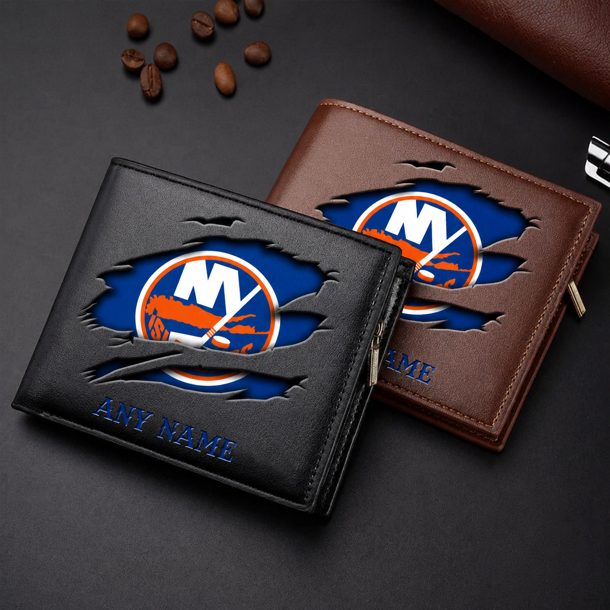 LIMITED EDITION - NEW CUSTOMIZED NHL25 NYI NEW YORK ISLANDERS LEATHER WALLET