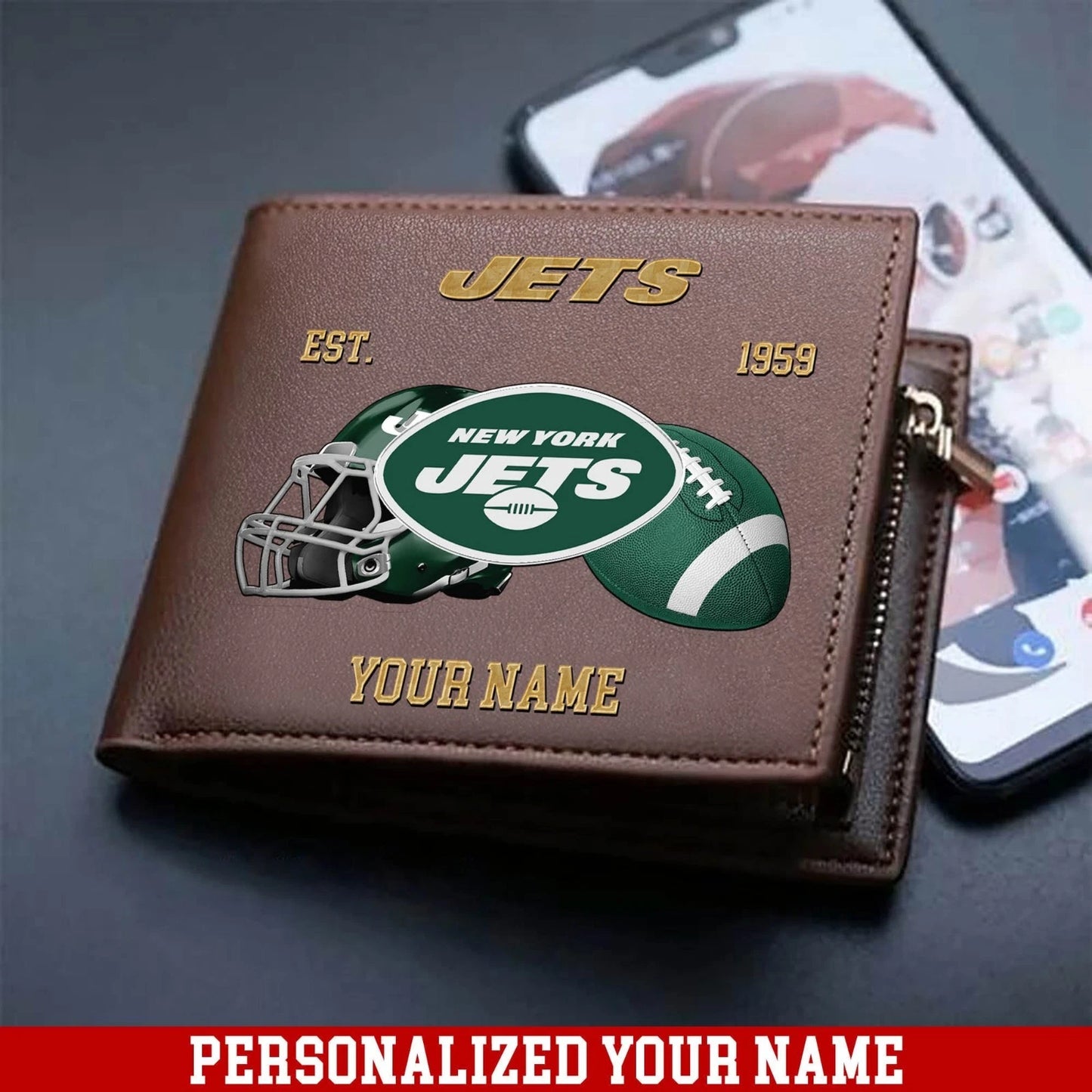 LIMITED EDITION - NEW CUSTOMIZED NFL25 NYJ NEW YORK JETS LEATHER WALLET