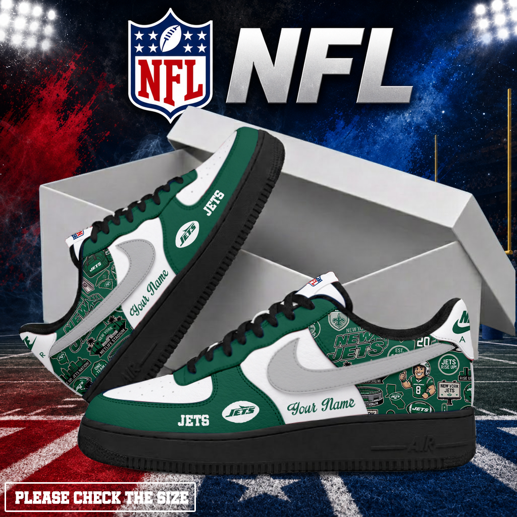 LIMITED EDITION - NEW CUSTOMIZED NFL25 NYJ NEW YORK JETS AF1 SHOES