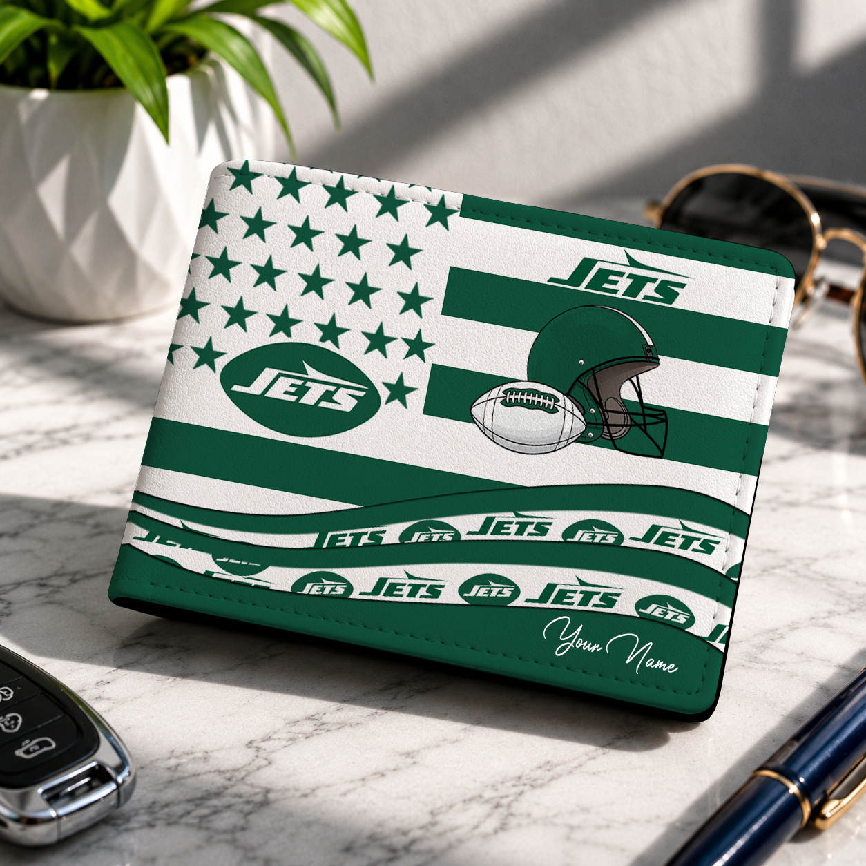 LIMITED EDITION - NEW CUSTOMIZED NFL25 NYJ NEW YORK JETS LEATHER WALLET