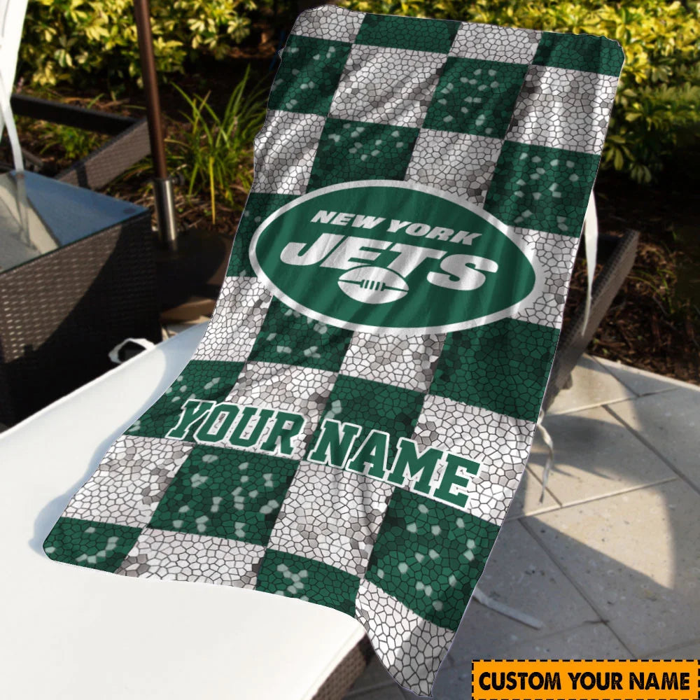 LIMITED EDITION - NEW CUSTOMIZED NFL25 NYJ NEW YORK JETS BEACH TOWEL