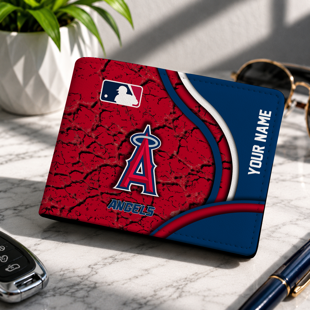 LIMITED EDITION - NEW CUSTOMIZED MLB27 LAA LOS ANGELES ANGELS LEATHER WALLET
