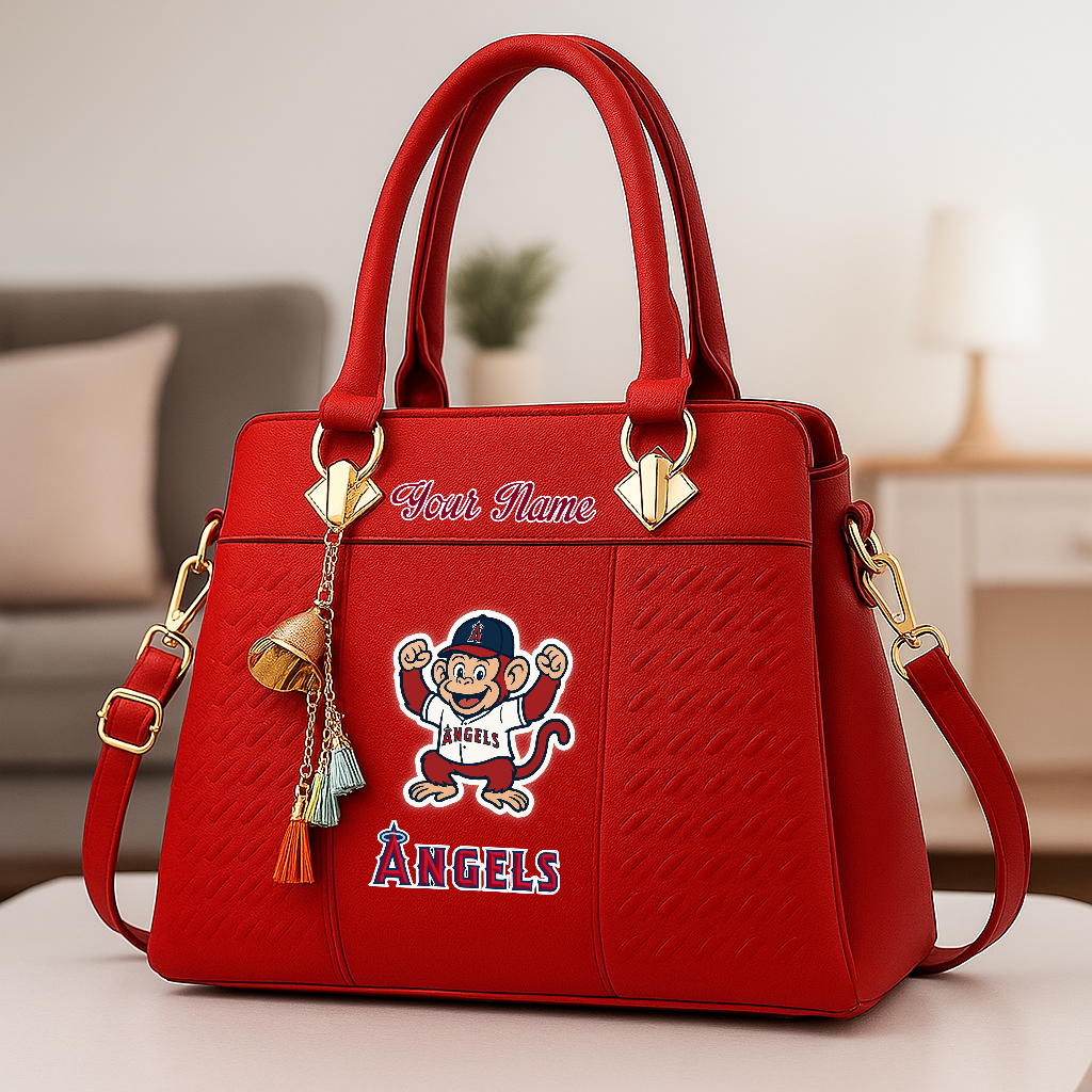 LIMITED EDITION - NEW CUSTOMIZED MLB27 LAA LOS ANGELES ANGELS ZIP HANDBAG MULTICOLOR