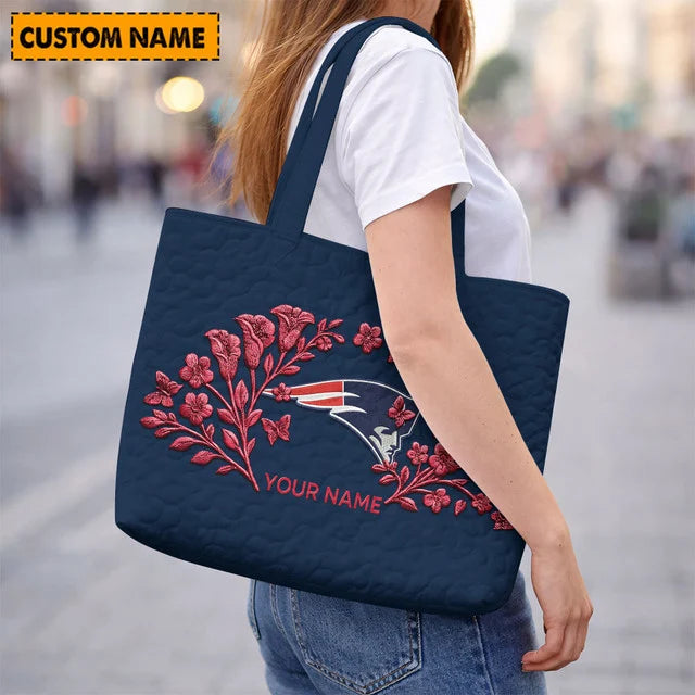 ELITE EDITION - NEW CUSTOMIZED NFL27 NEP NEW ENGLAND PATRIOTS QUILTED TOTE BAG