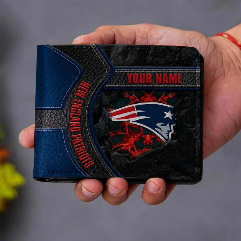 VIRAL EDITION - NEW CUSTOMIZED NFL27 NEP NEW ENGLAND PATRIOTS LEATHER WALLET