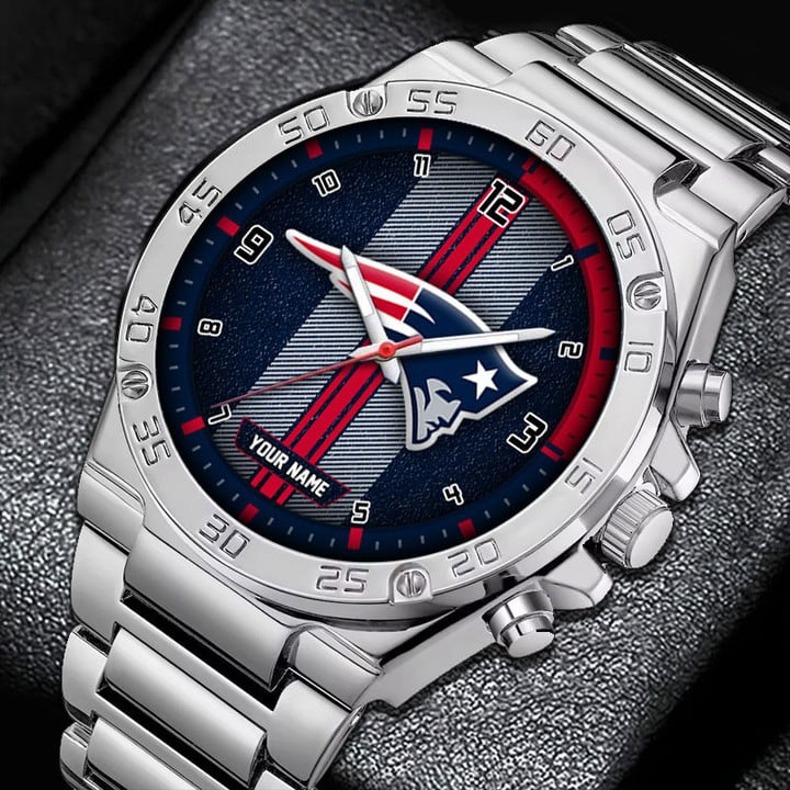 LIMITED EDITION - NEW CUSTOMIZED NFL27 NEP NEW ENGLAND PATRIOTS LUXURY STAINLESS STEEL WATCH