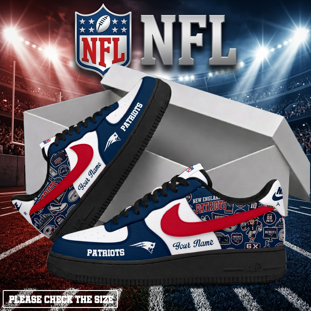 LIMITED EDITION - NEW CUSTOMIZED NFL27 NEP NEW ENGLAND PATRIOTS AF1 SHOES