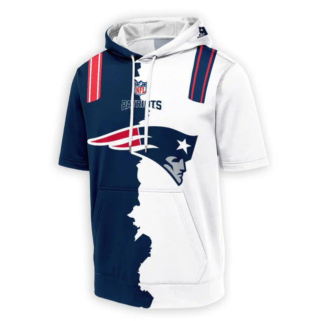 LIMITED EDITION - NEW CUSTOMIZED NFL27 NEP NEW ENGLAND PATRIOTS SHORT SLEEVE HOODIE T-SHIRT