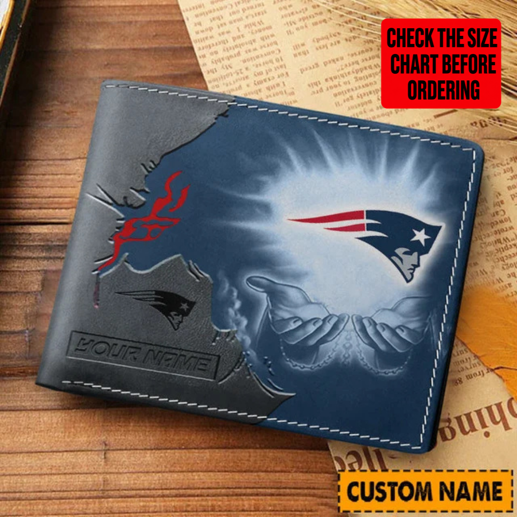 LIMITED EDITION - NEW CUSTOMIZED NFL27 NEP NEW ENGLAND PATRIOTS LEATHER WALLET