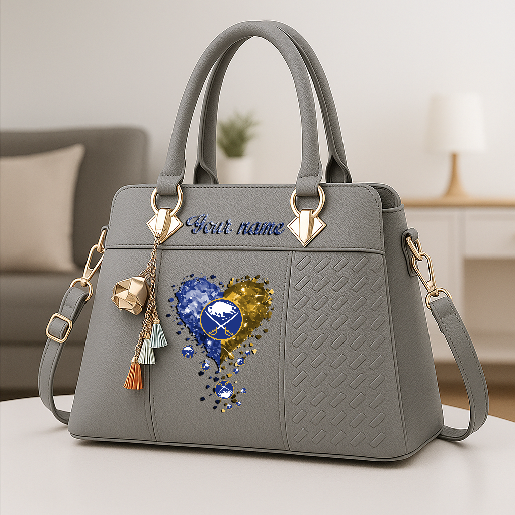 LIMITED EDITION - NEW CUSTOMIZED NHL28 BFS BUFFALO SABRES ZIP HANDBAG MULTICOLOR