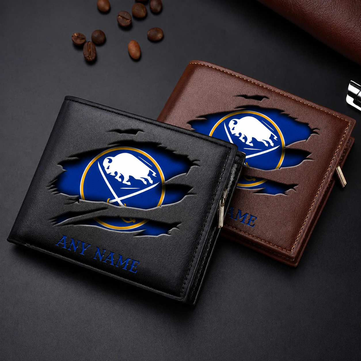 LIMITED EDITION - NEW CUSTOMIZED NHL28 BFS BUFFALO SABRES LEATHER WALLET