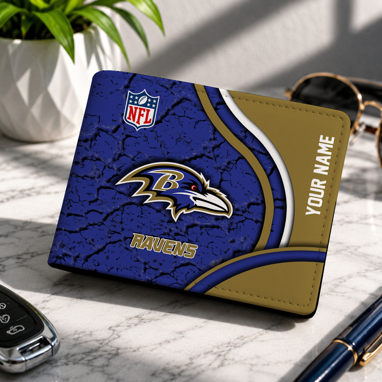 MEGA SALE - NEW CUSTOMIZED NFL28 BTR BALTIMORE RAVENS LEATHER WALLET