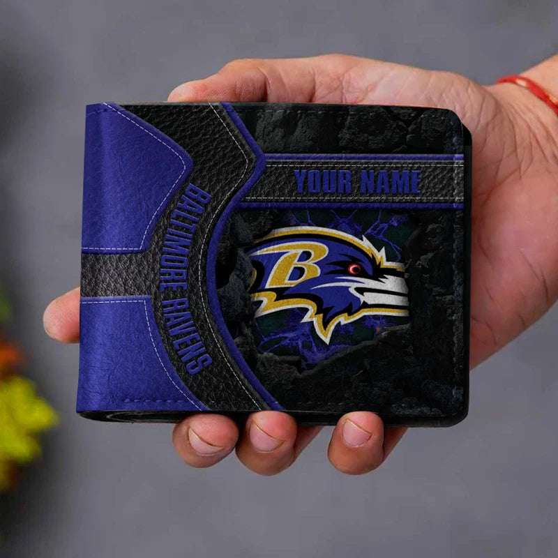 VIRAL EDITION - NEW CUSTOMIZED NFL28 BTR BALTIMORE RAVENS LEATHER WALLET