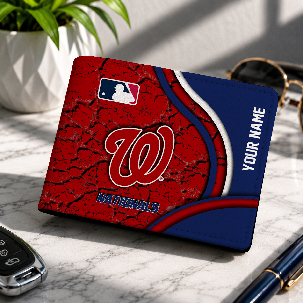 LIMITED EDITION - NEW CUSTOMIZED MLB28 WNS WASHINGTON NATIONALS LEATHER WALLET