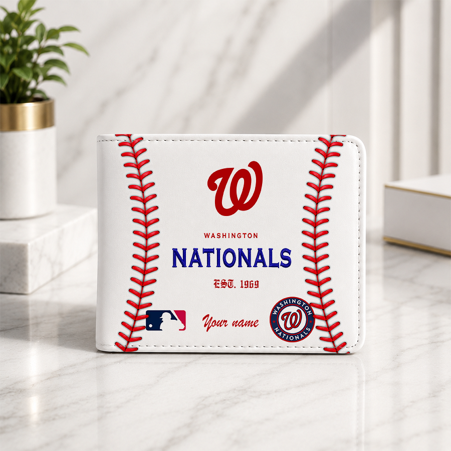 LIMITED EDITION - NEW CUSTOMIZED MLB28 WNS WASHINGTON NATIONALS LEATHER WALLET