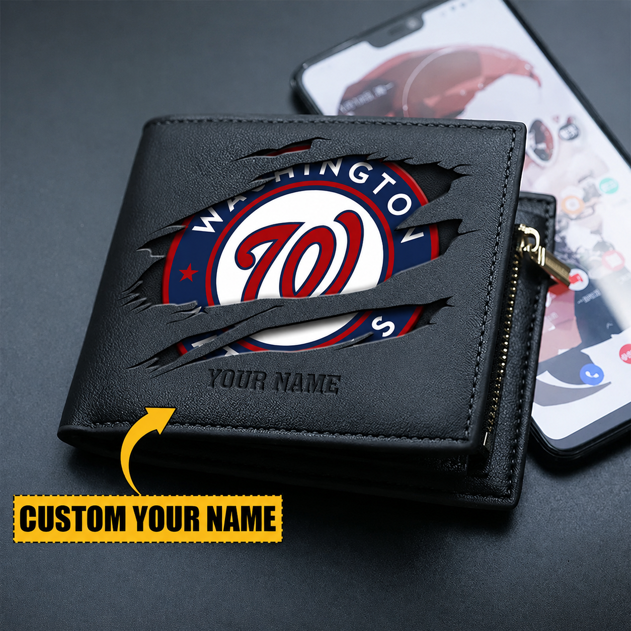 LIMITED EDITION - NEW CUSTOMIZED MLB28 WNS WASHINGTON NATIONALS LEATHER WALLET