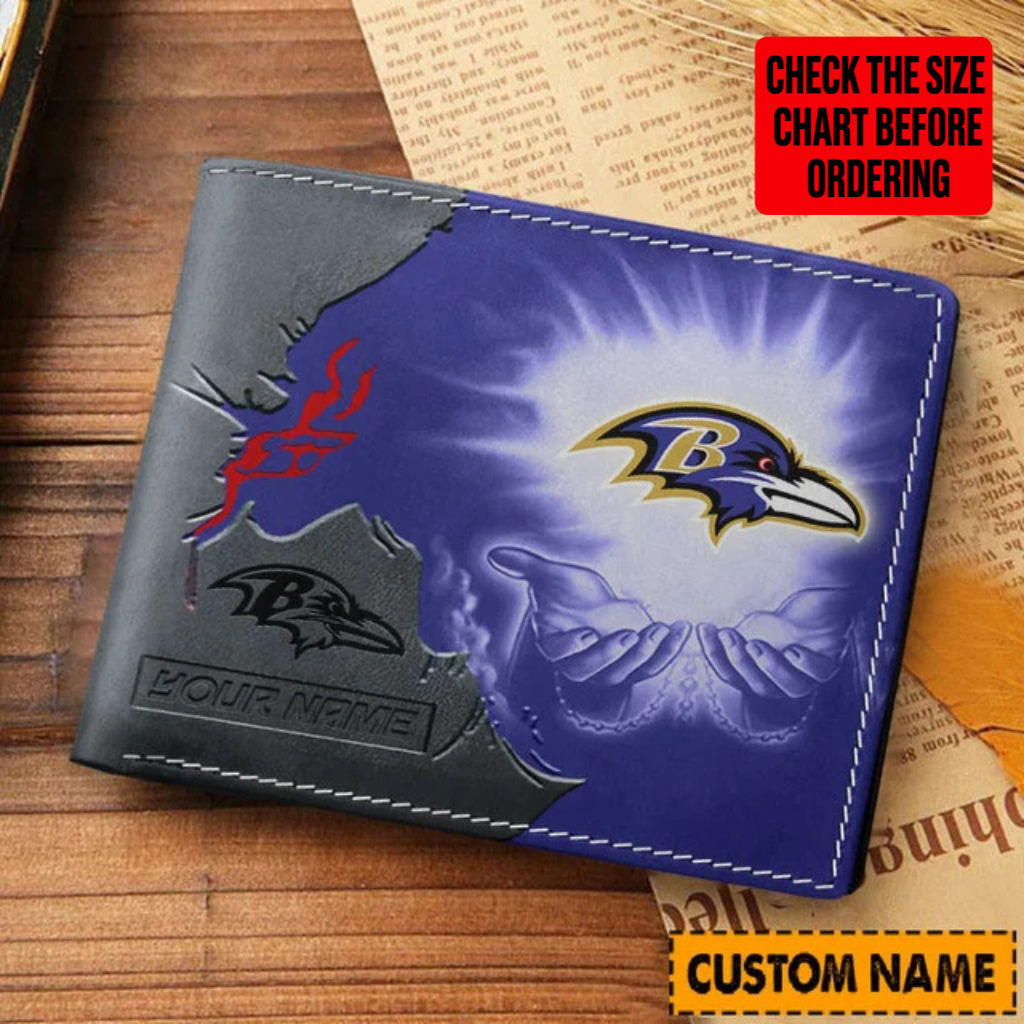 LIMITED EDITION - NEW CUSTOMIZED NFL28 BTR BALTIMORE RAVENS LEATHER WALLET