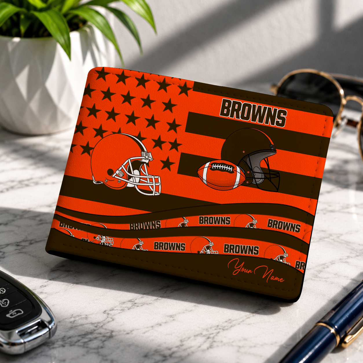 LIMITED EDITION - NEW CUSTOMIZED NFL29 CLB CLEVELAND BROWNS LEATHER WALLET