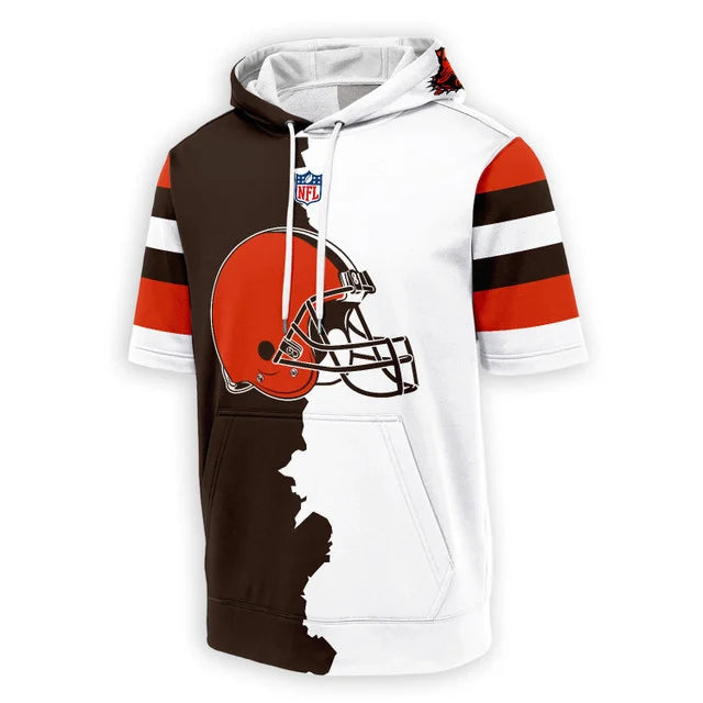 LIMITED EDITION - NEW CUSTOMIZED NFL29 CLB CLEVELAND BROWNS SHORT SLEEVE HOODIE T-SHIRT