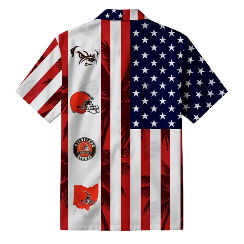 LIMITED EDITION - NEW CUSTOMIZED NFL29 CLB CLEVELAND BROWNS PATRIOTIC 250 USA HAWAIIAN SHIRT