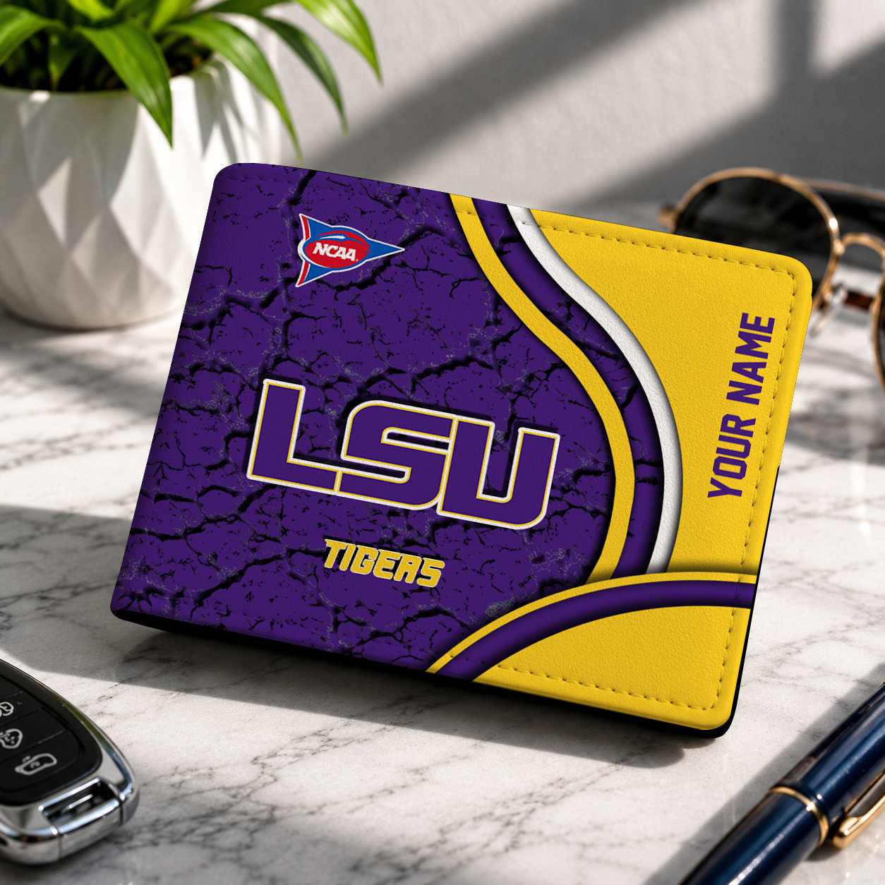 MEGA SALE - NEW CUSTOMIZED NCAA FBS29 LST LSU TIGERS LEATHER WALLET
