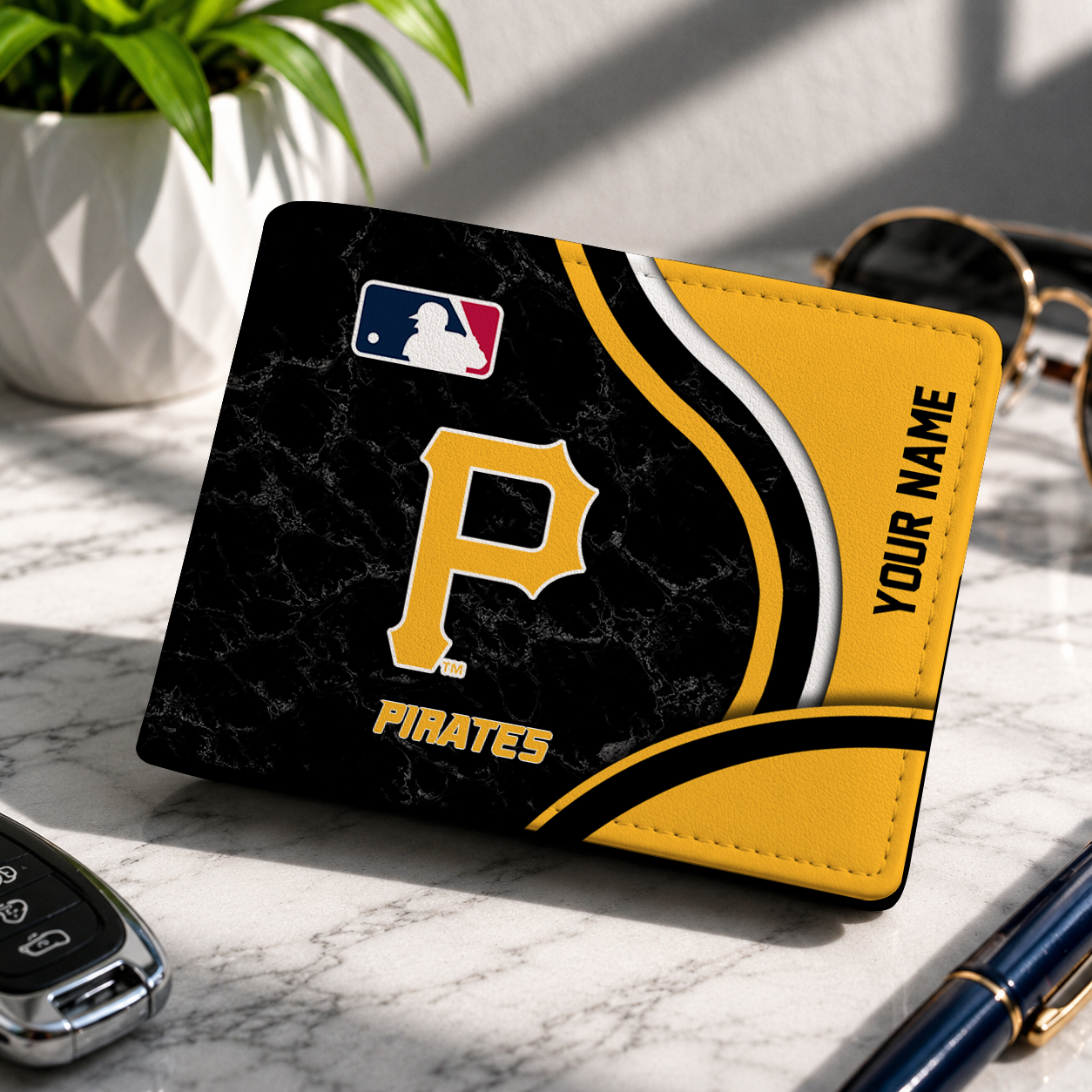 LIMITED EDITION - NEW CUSTOMIZED MLB29 PHP PITTSBURGH PIRATES LEATHER WALLET