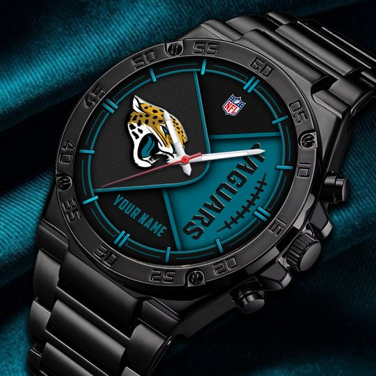 LIMITED EDITION - NEW CUSTOMIZED NFL30 JSJ JACKSONVILLE JAGUARS LUXURY STAINLESS STEEL WATCH