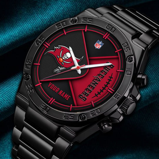 LIMITED EDITION - NEW CUSTOMIZED NFL10 TBB TAMPA BAY BUCCANEERS LUXURY STAINLESS STEEL WATCH