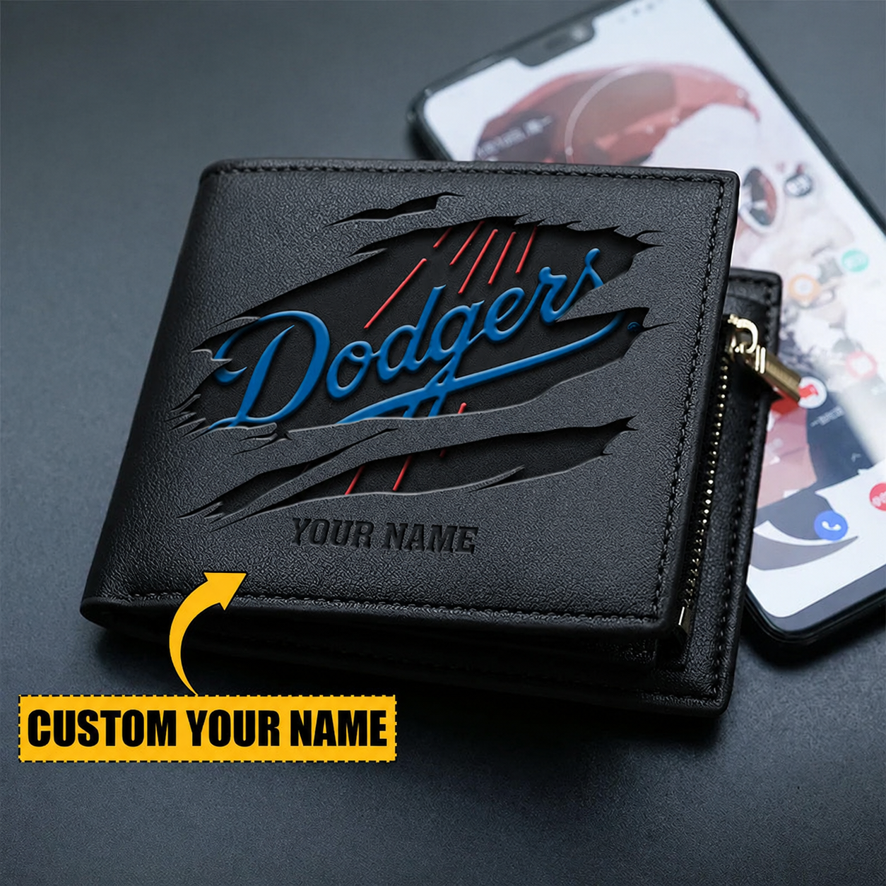 LIMITED EDITION - NEW CUSTOMIZED MLB02 LAD LOS ANGELES DODGERS LEATHER WALLET