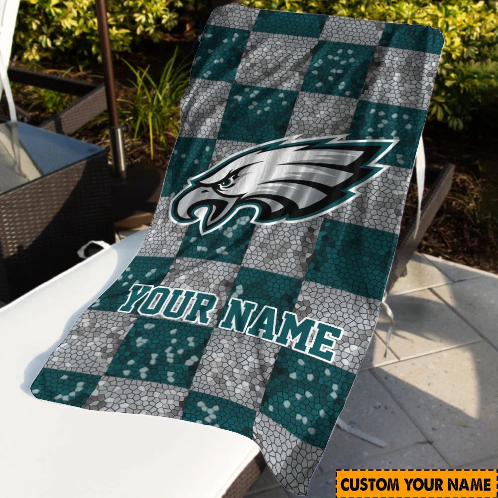 LIMITED EDITION - NEW CUSTOMIZED NFL02 PPE PHILADELPHIA EAGLES BEACH TOWEL