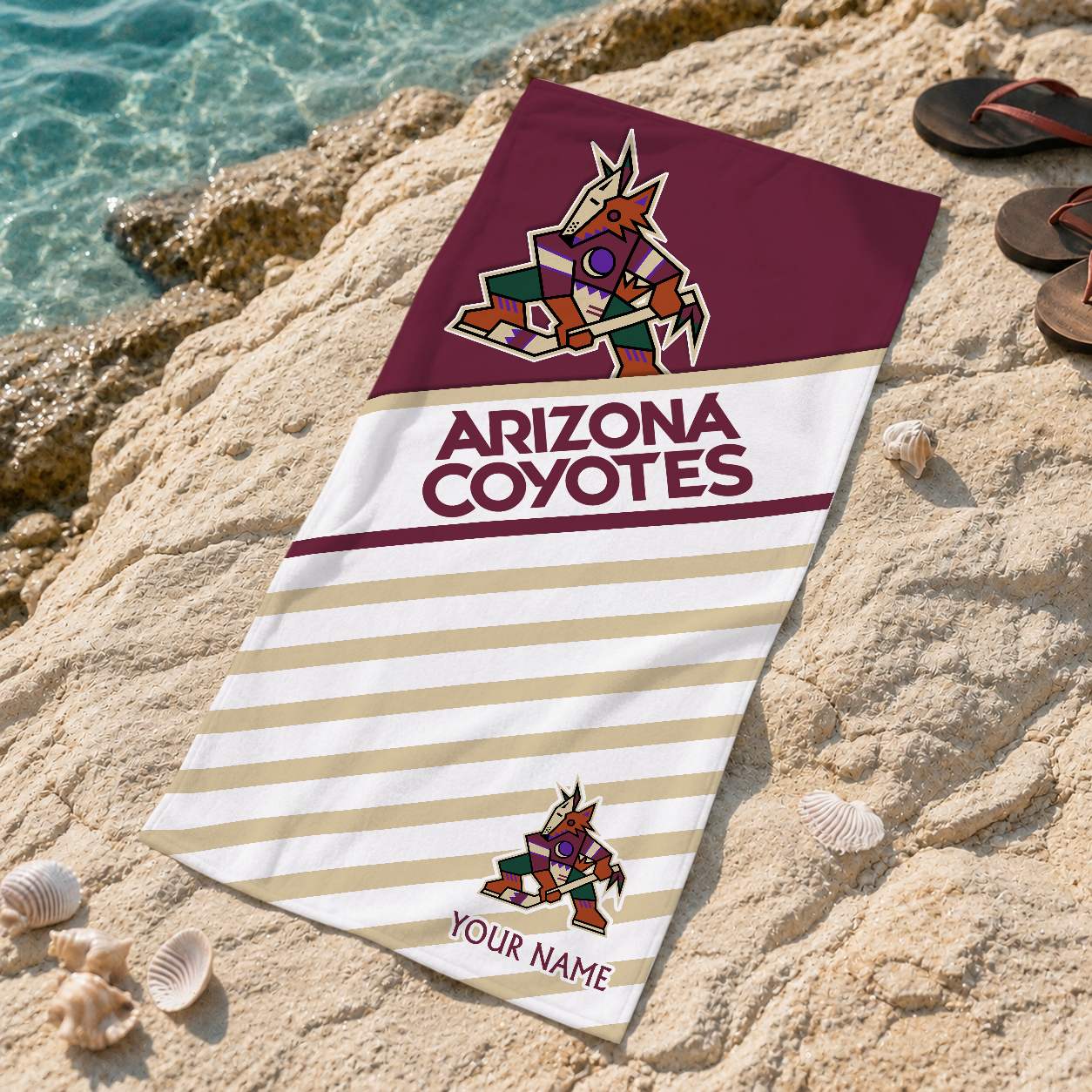 LIMITED EDITION - NEW CUSTOMIZED NHL30 AZC ARIZONA COYOTES BEACH TOWEL
